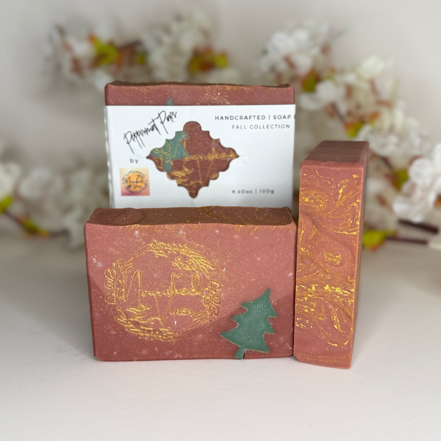 🎄 Peppermint Pines – Candy Cane Soap with Christmas Trees