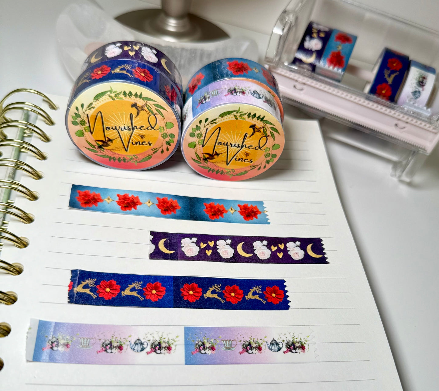 🌸 Nourished Vines – Debut Garden Floral Washi Tapes (Set of 4 or Single)